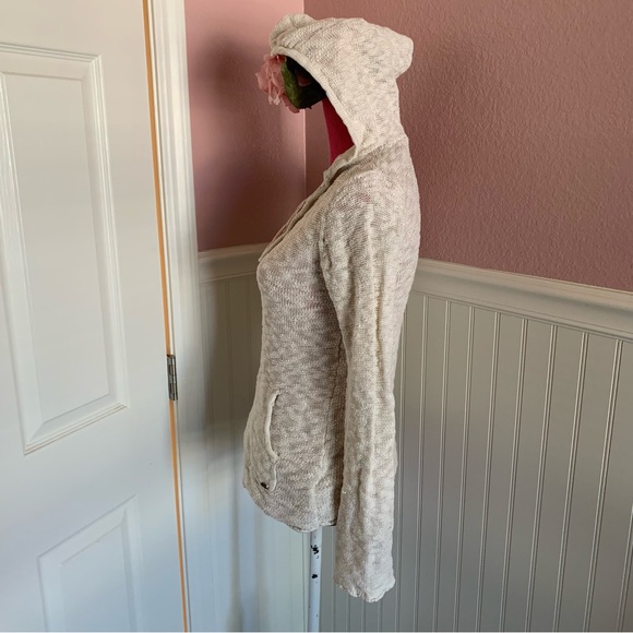 Ivory Roxy Wide Knit Throwover Sweater with Hood size Small - Picture 5 of 6